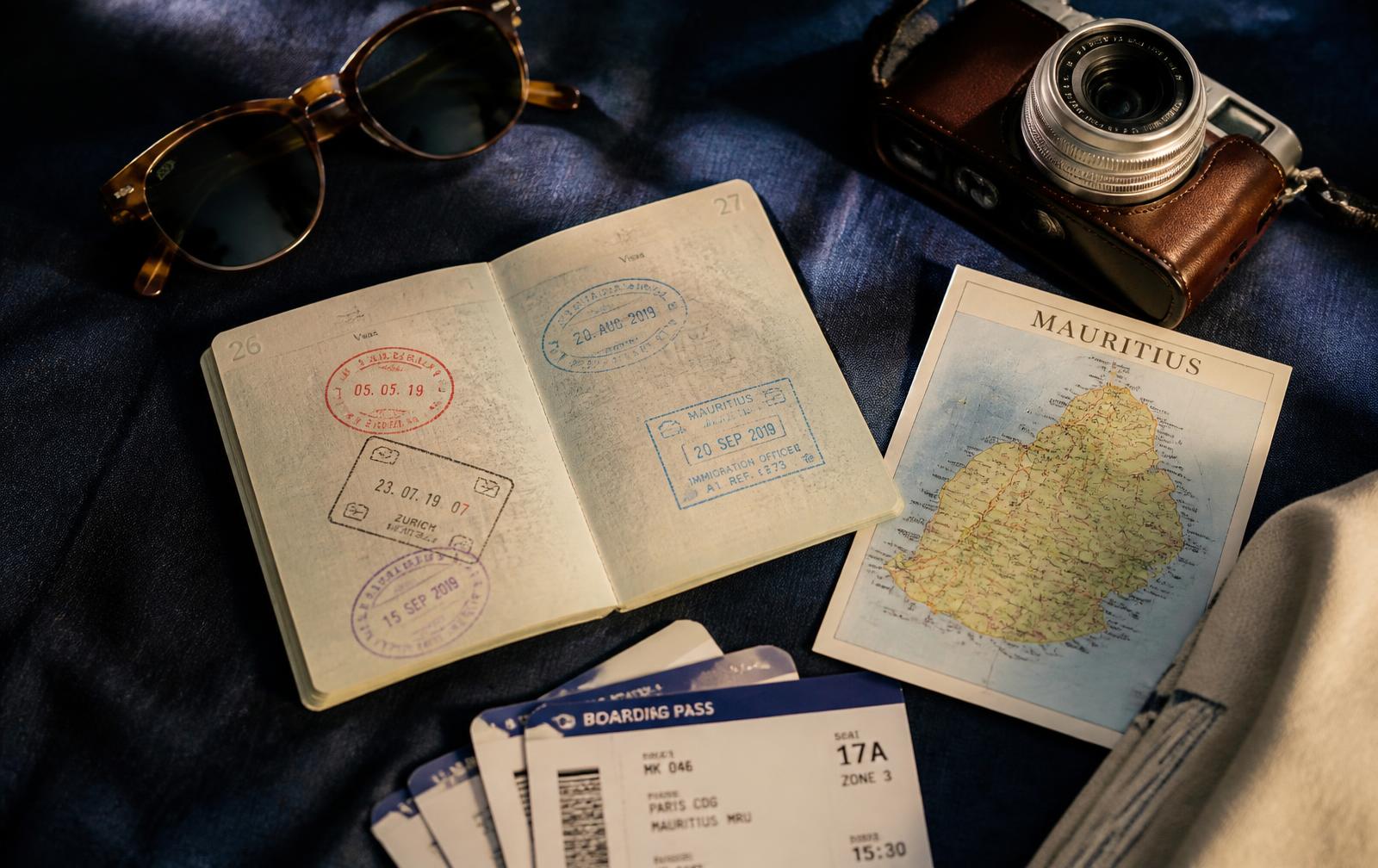 Passports, boarding passes and travel documents ready for a trip